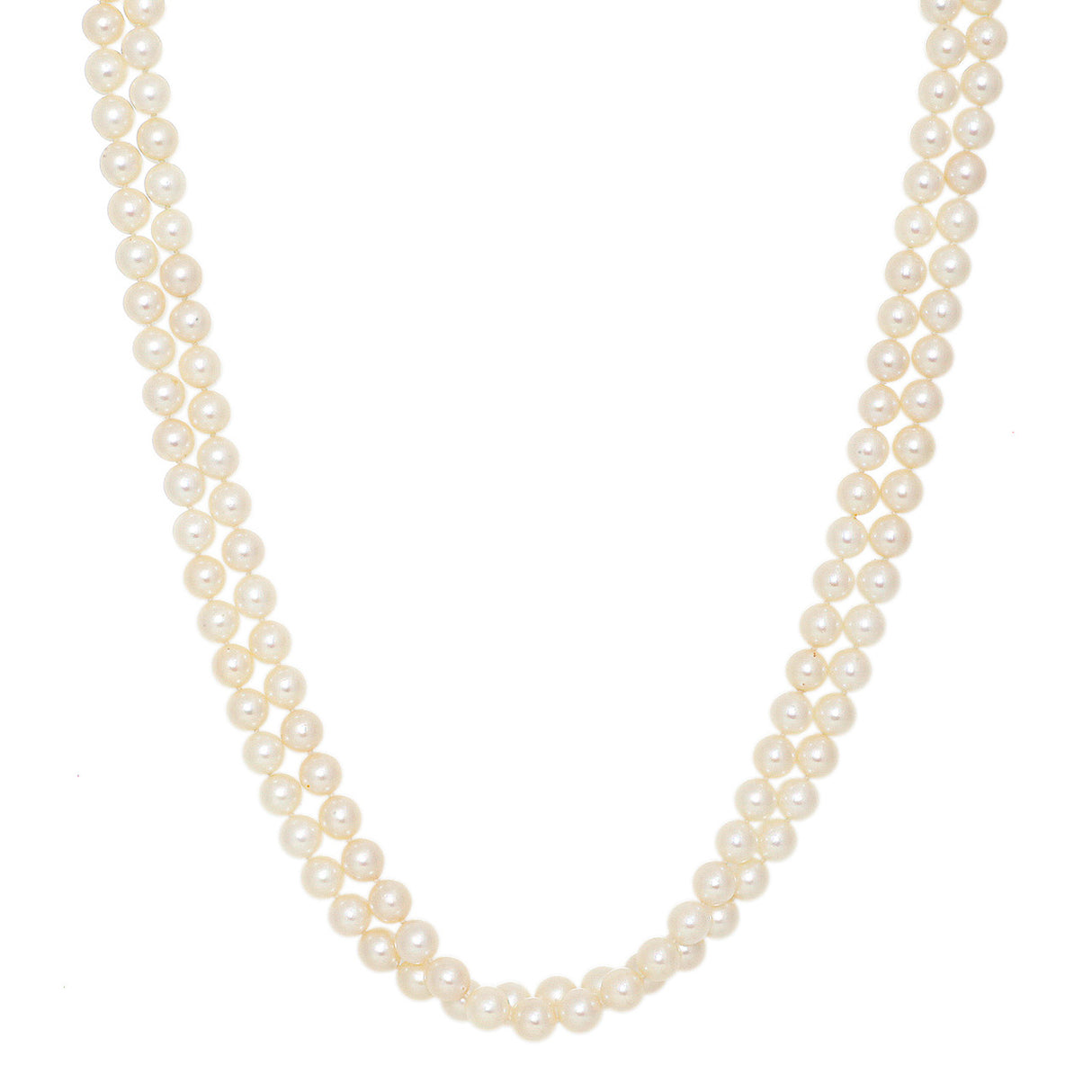 14K White Gold & Diamond Akoya Pearl Double Strand Necklace Fine Jewellery Modaselle