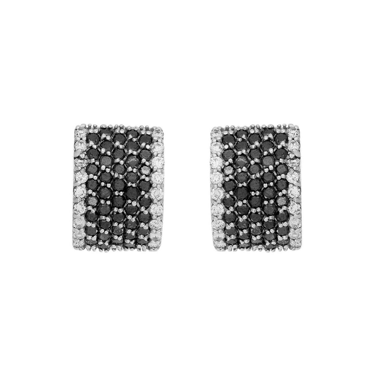18K White Gold Black Diamond Hoop Earrings Fine Jewellery Modaselle