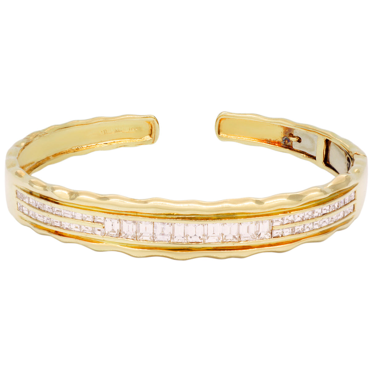18K Yellow Gold 3.66 Carat Diamond Baguette Bracelet Fine Jewellery Modaselle