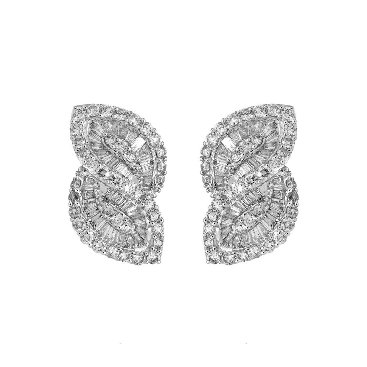 18K White Gold 3.08 Carat Diamond Baguette Earrings Fine Jewellery Modaselle