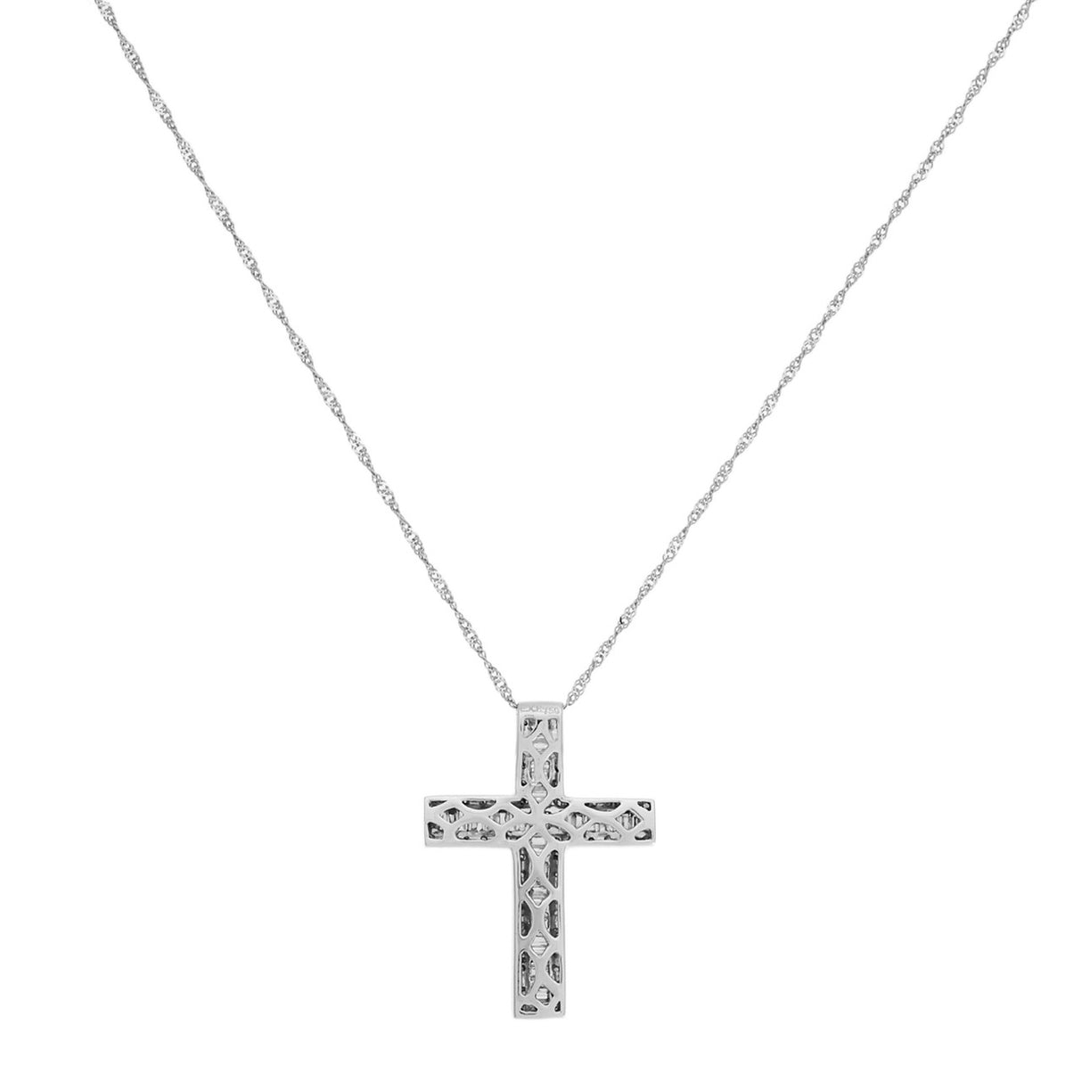 18K White Gold 0.85 Carat Diamond Cross Pendant Fine Jewellery Modaselle