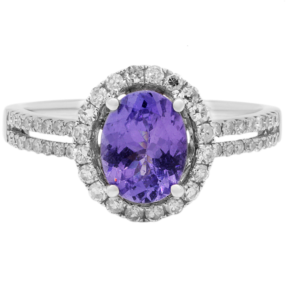 14K White Gold 1.44 Carat Tanzanite Diamond Ring Fine Jewellery Modaselle