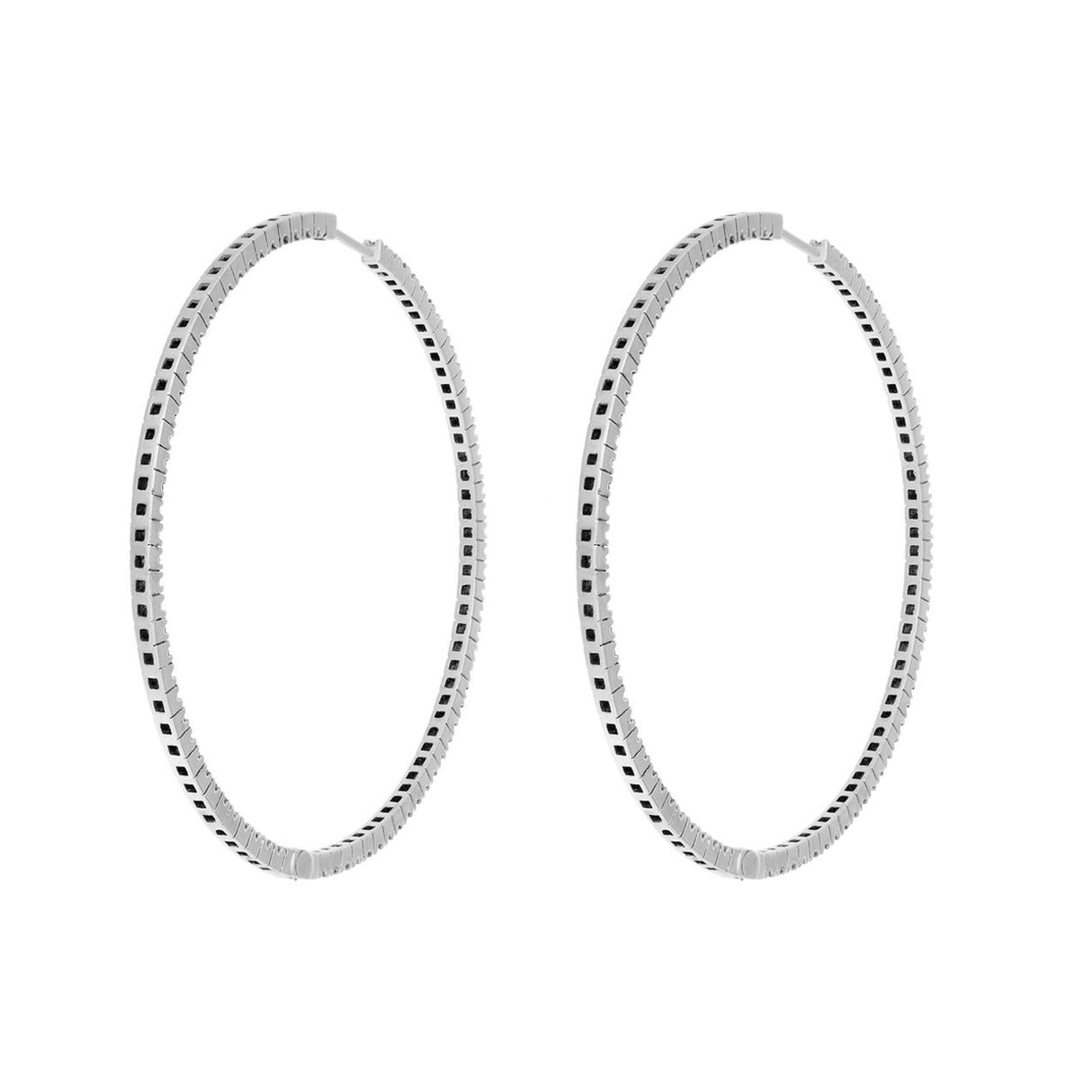 18K White Gold 2.52 Carat Diamond Hoop Earrings Fine Jewellery Modaselle