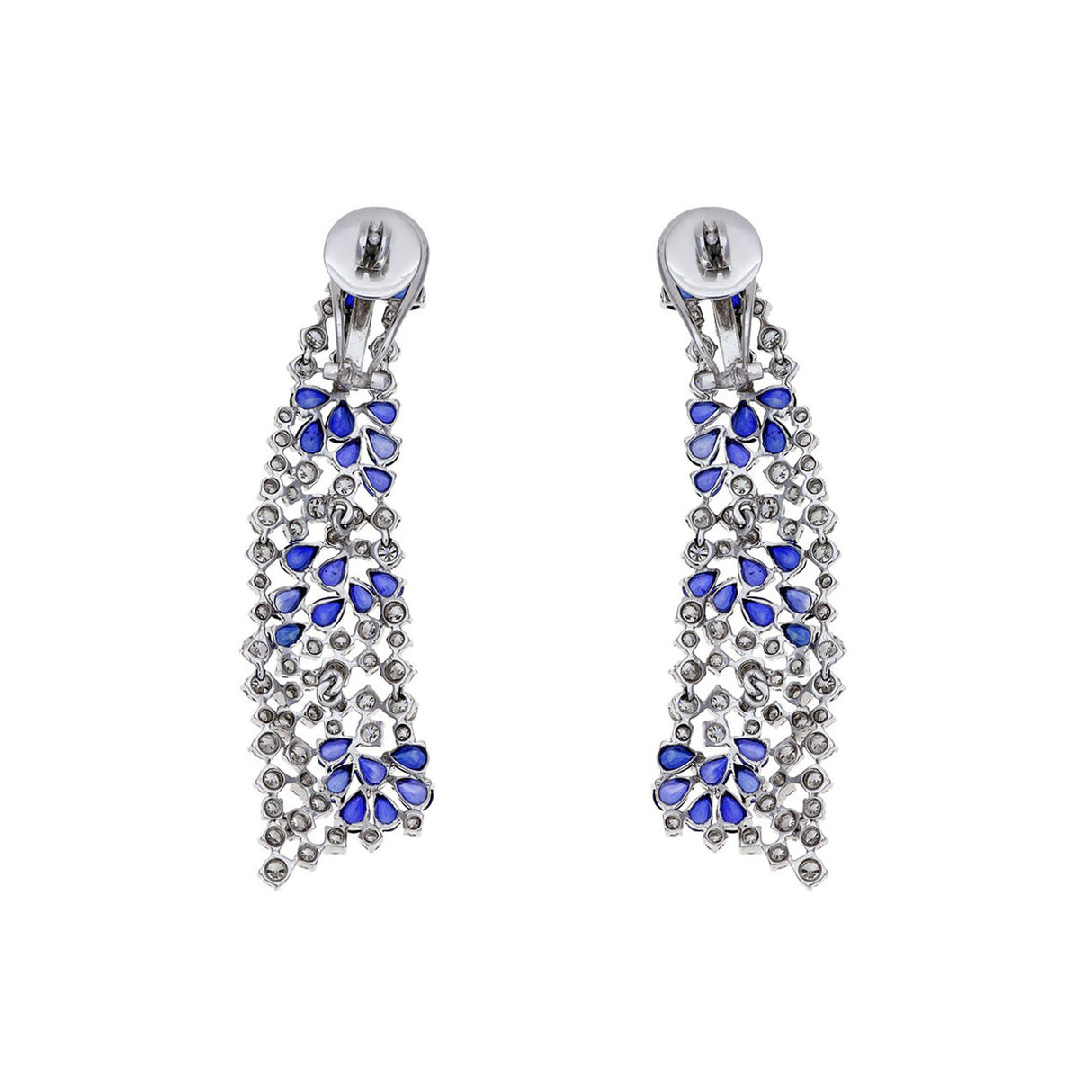 14K White Gold Diamond Sapphire Drop Earrings Fine Jewellery Modaselle