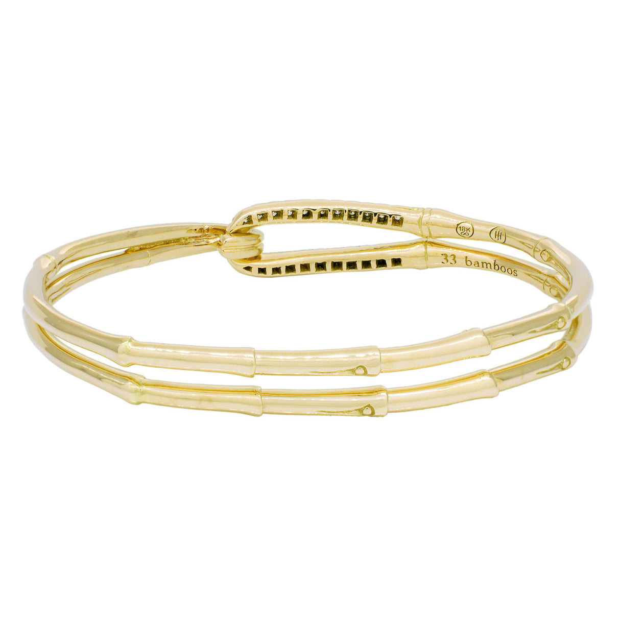 John Hardy 18K Diamond Bamboo Flex Hook Bracelet Designer Jewellery John Hardy