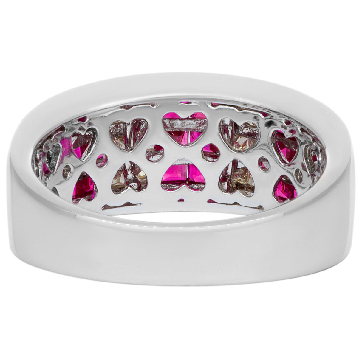 18K White Gold Ruby Diamond Invisible Set Ring Fine Jewellery Modaselle