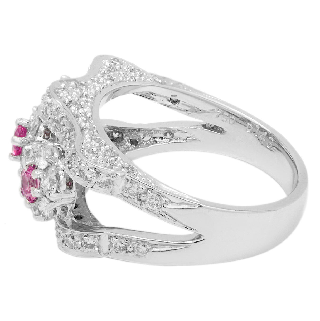 18K White Gold 0.38 Carat Pink Sapphire & Diamond Ring Fine Jewellery Modaselle