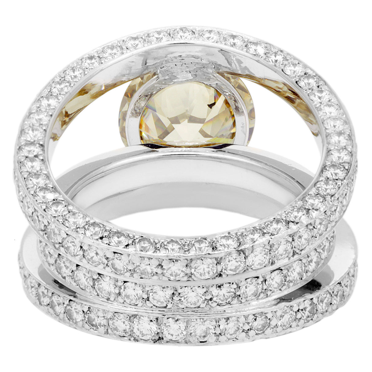 18K White Gold 3.14 Carat Fancy Yellow/Brown Diamond Ring Fine Jewellery Modaselle