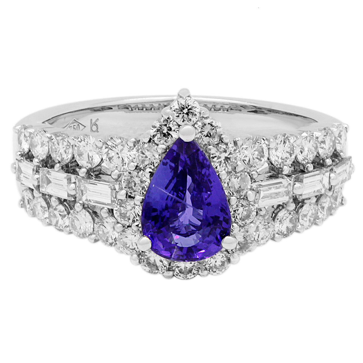 18K White Gold 1.22 Carat Sapphire Diamond Ring Fine Jewellery Modaselle