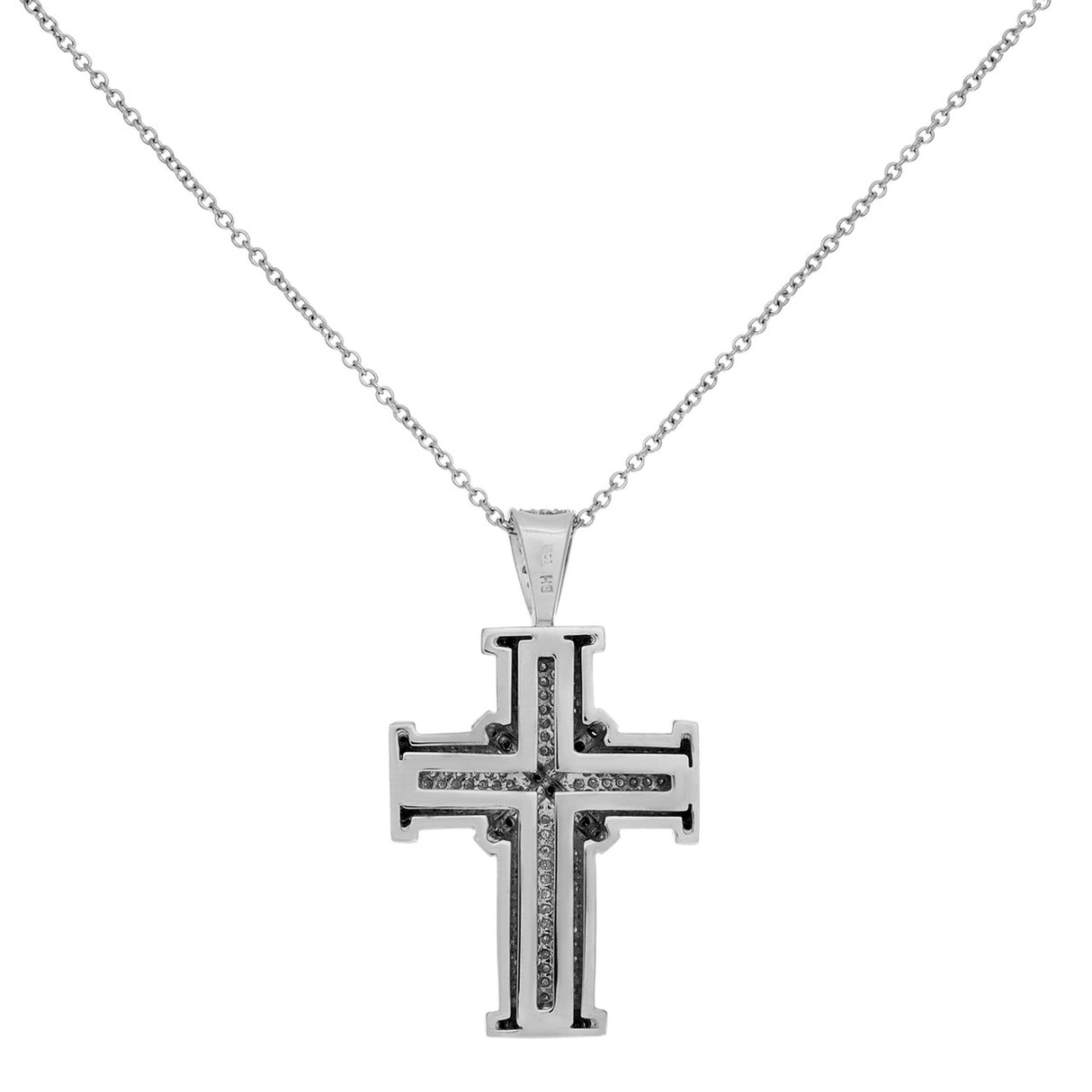 18K White Gold Black & White Diamond Cross Necklace Fine Jewellery Modaselle