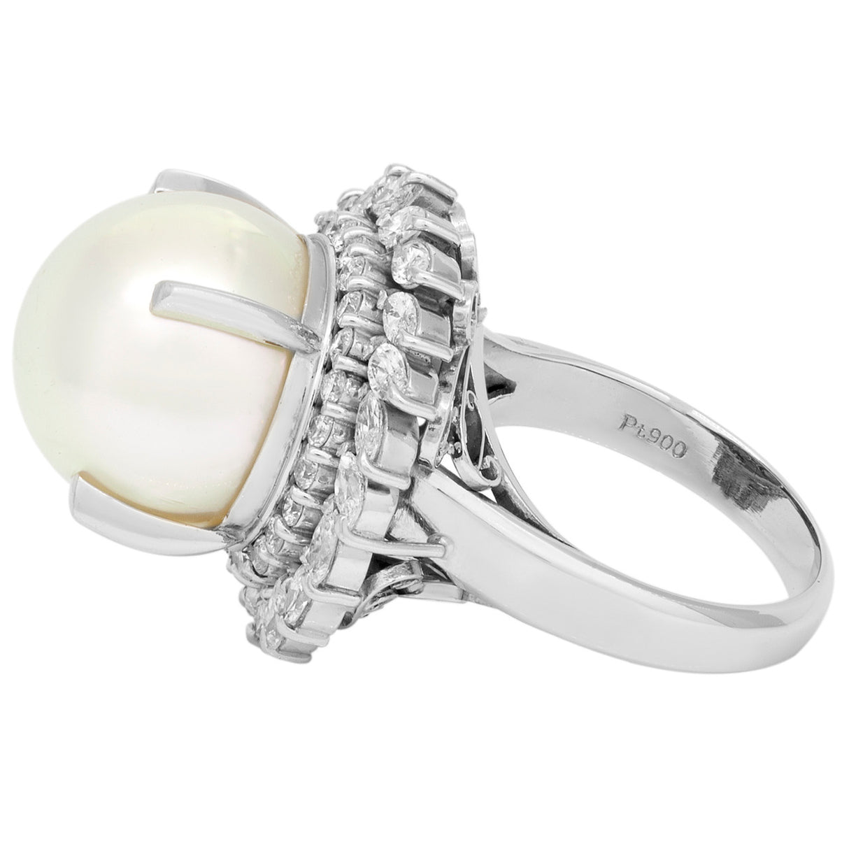 Platinum 13.6mm South Sea Pearl Diamond Ring Fine Jewellery Modaselle