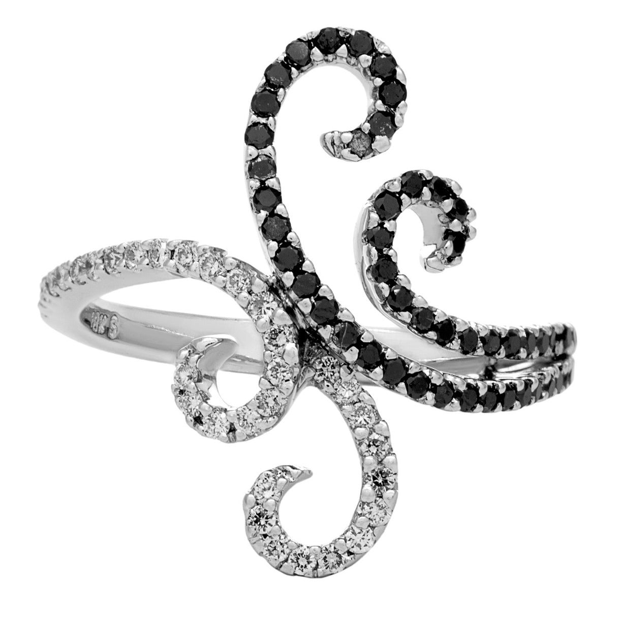18K White Gold Black & White Diamond Ring Fine Jewellery Modaselle