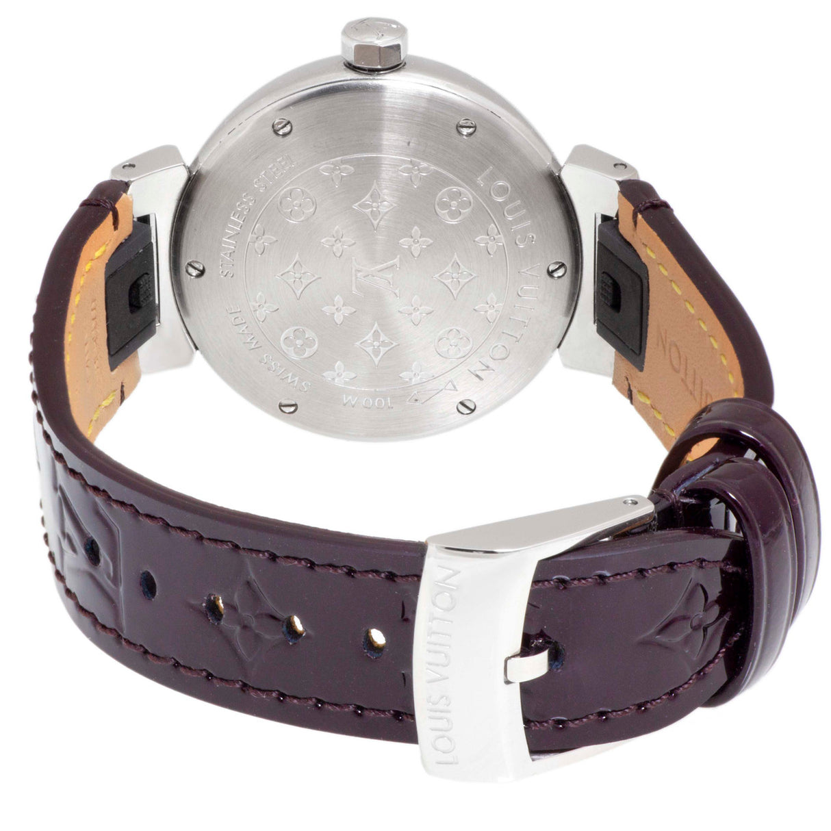 Louis Vuitton Stainless Steel & Diamond Tambour 34mm Quartz Watch Q1310 Watches Louis Vuitton