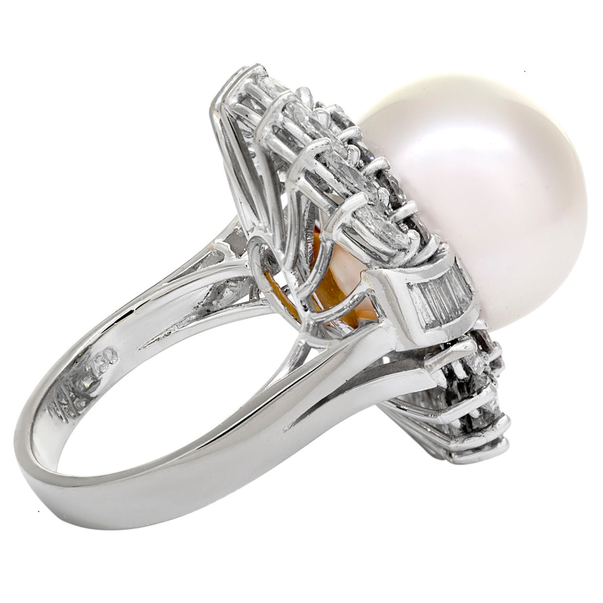 18K White Gold South Sea Pearl Diamond Cluster Ring Fine Jewellery Modaselle