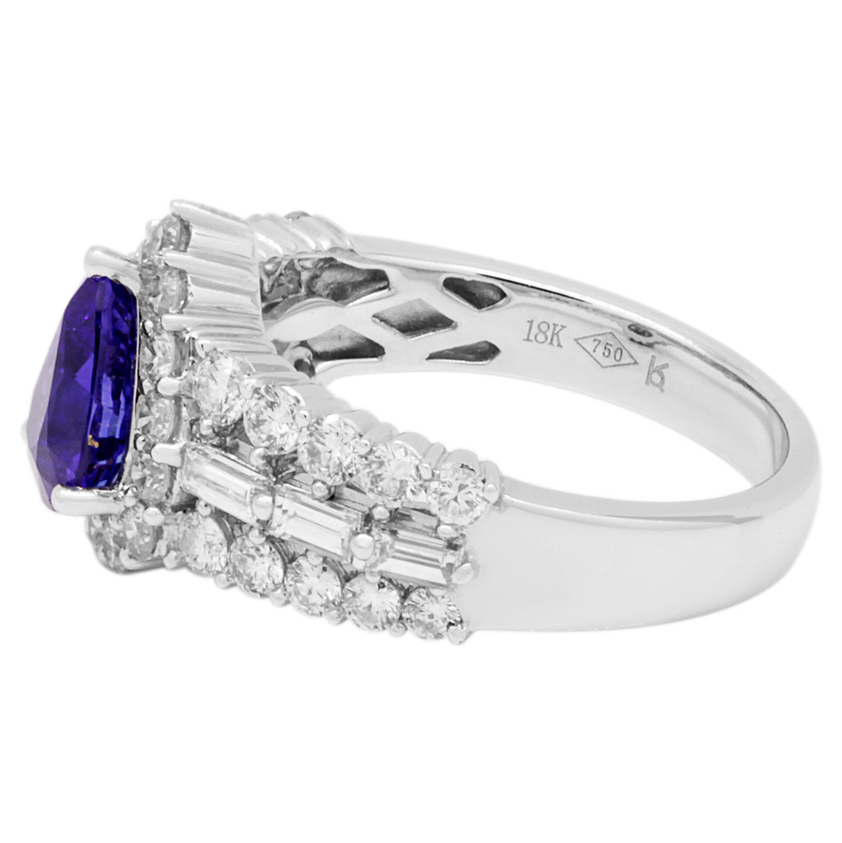 18K White Gold 1.22 Carat Sapphire Diamond Ring Fine Jewellery Modaselle
