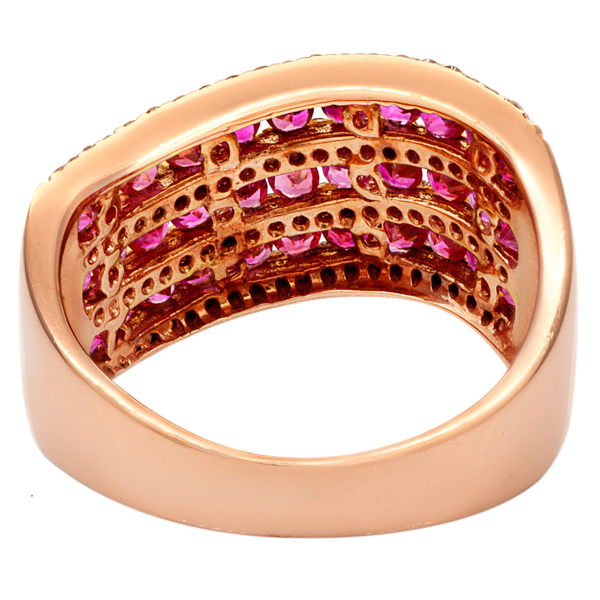 14K Rose Gold Pink Sapphire Diamond Ring