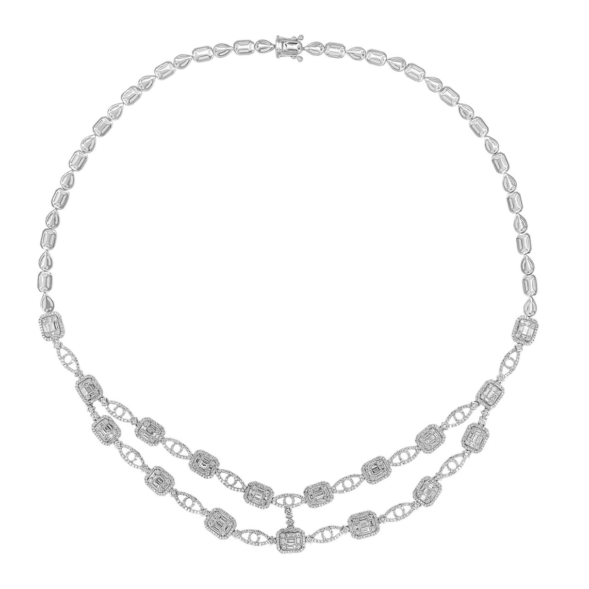 18K White Gold 7.46 Carat Diamond Necklace Fine Jewellery Modaselle