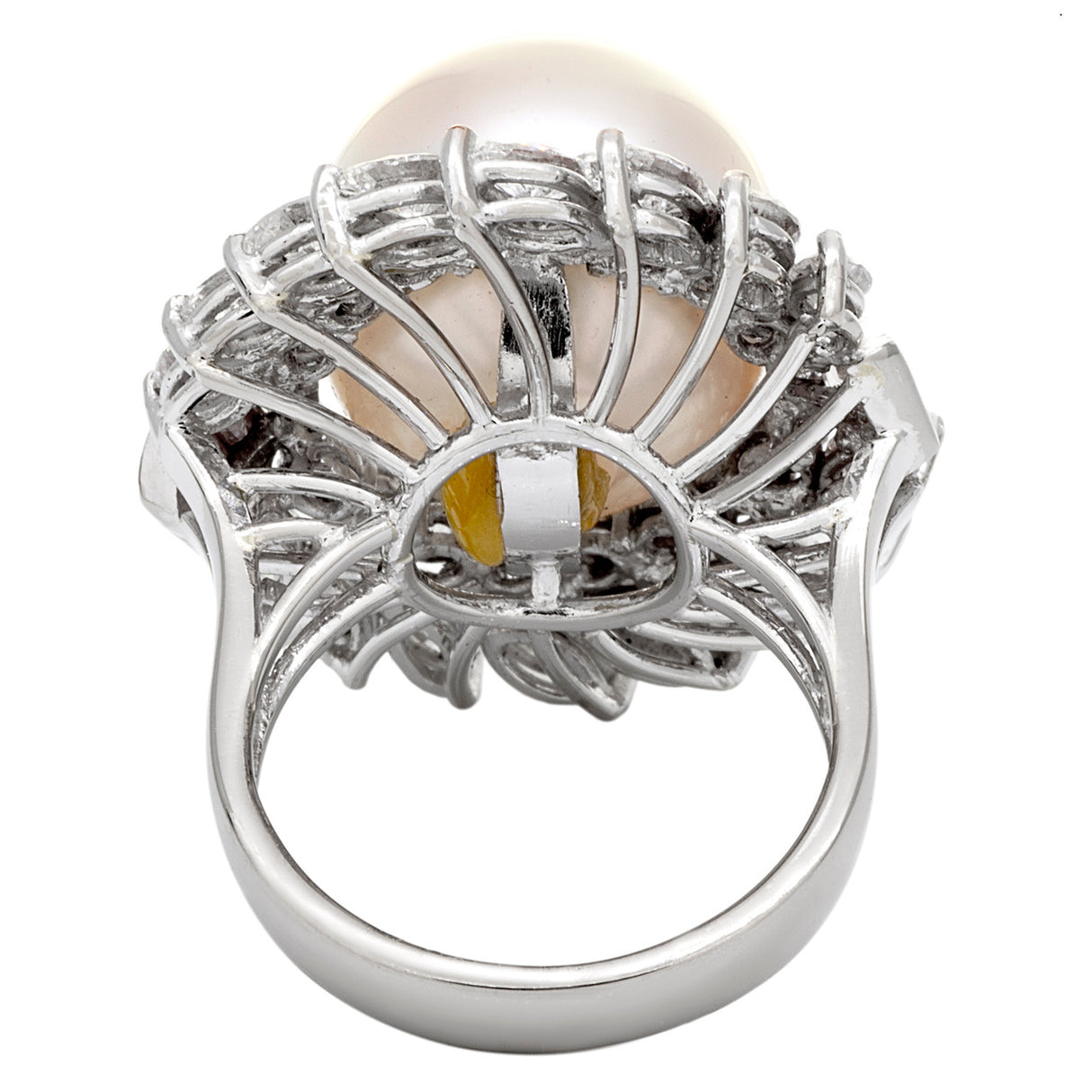 18K White Gold South Sea Pearl Diamond Cluster Ring Fine Jewellery Modaselle