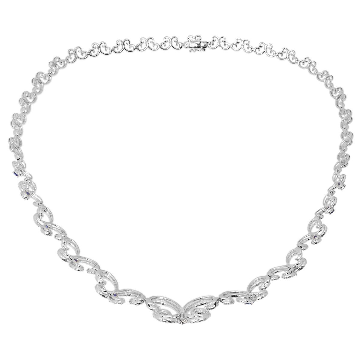 18K White gold 4.33 Carat Diamond & Sapphire Necklace Fine Jewellery Modaselle