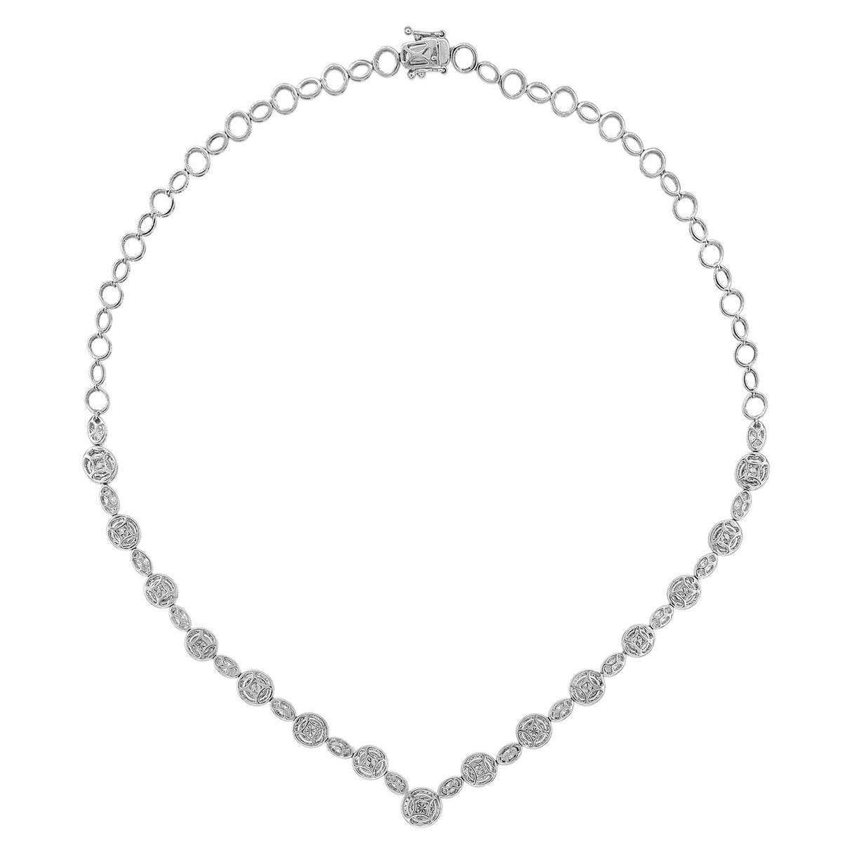 18K White Gold 5.04 Carat Diamond Necklace Fine Jewellery Modaselle