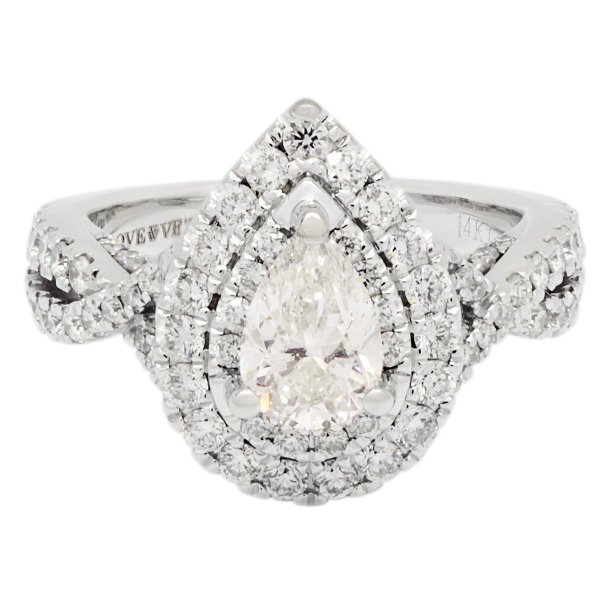 14K White Gold Vera Wang 0.85 Carat Pear Diamond Ring Fine Jewellery Modaselle