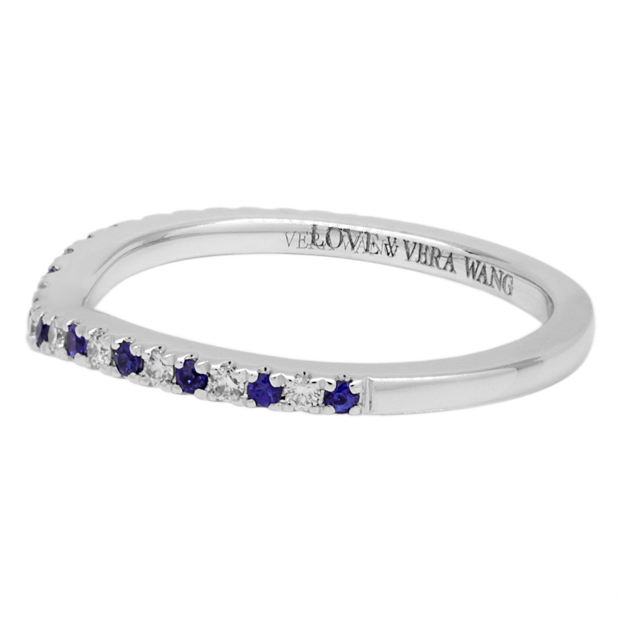 14K White Gold Vera Wang Diamond & Sapphire Wedding Band Fine Jewellery Modaselle