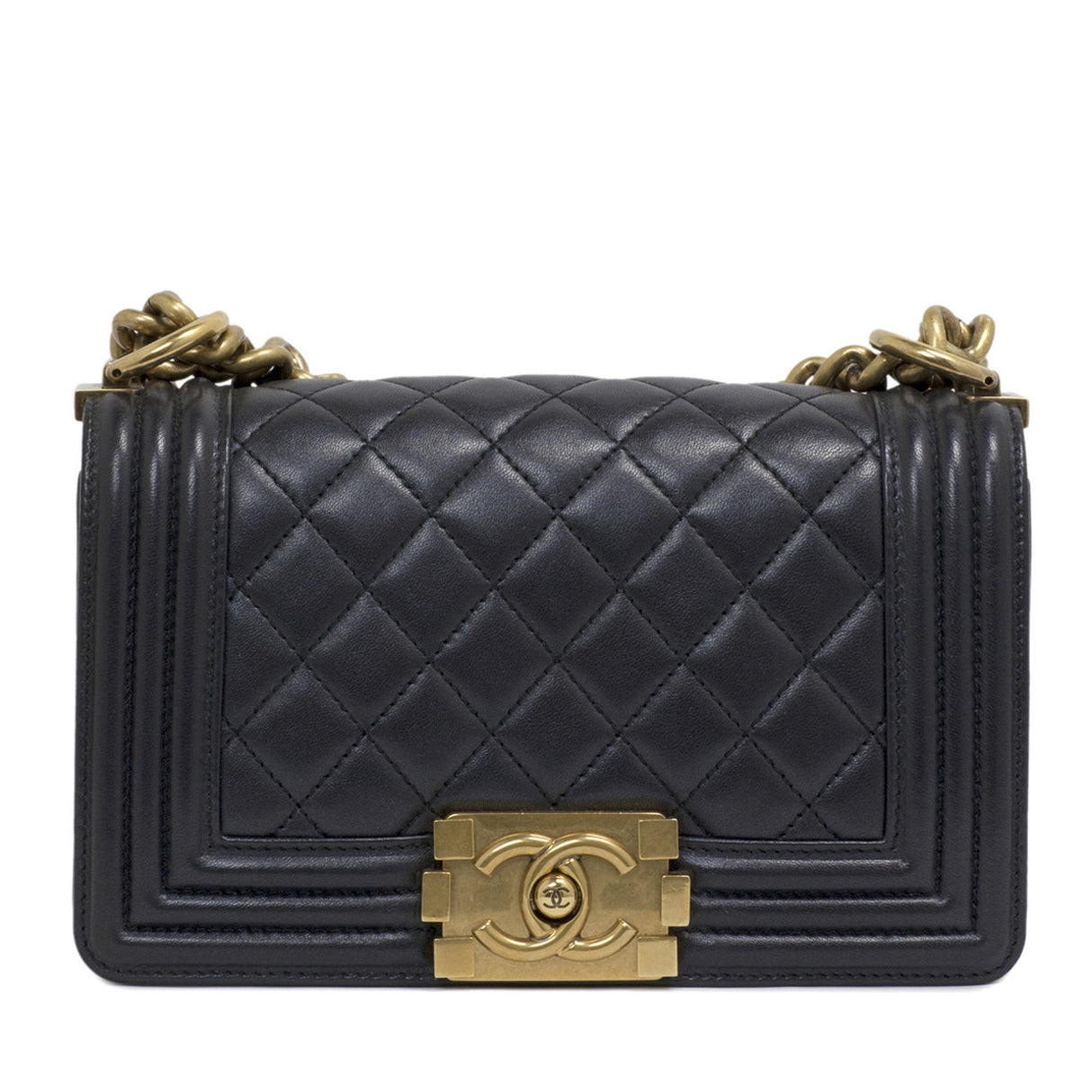 Chanel Black Quilted Lambskin Small Boy Bag Handbags Chanel