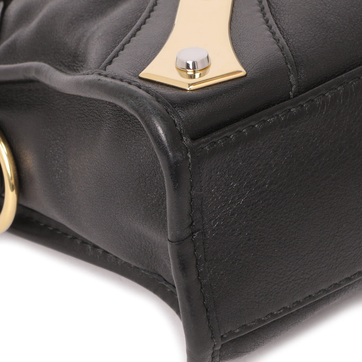 Balenciaga Black Calfskin Metal Plate Mini City Handbags Balenciaga