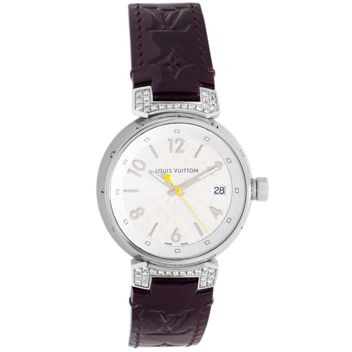 Louis Vuitton Stainless Steel & Diamond Tambour 34mm Quartz Watch Q1310 Watches Louis Vuitton