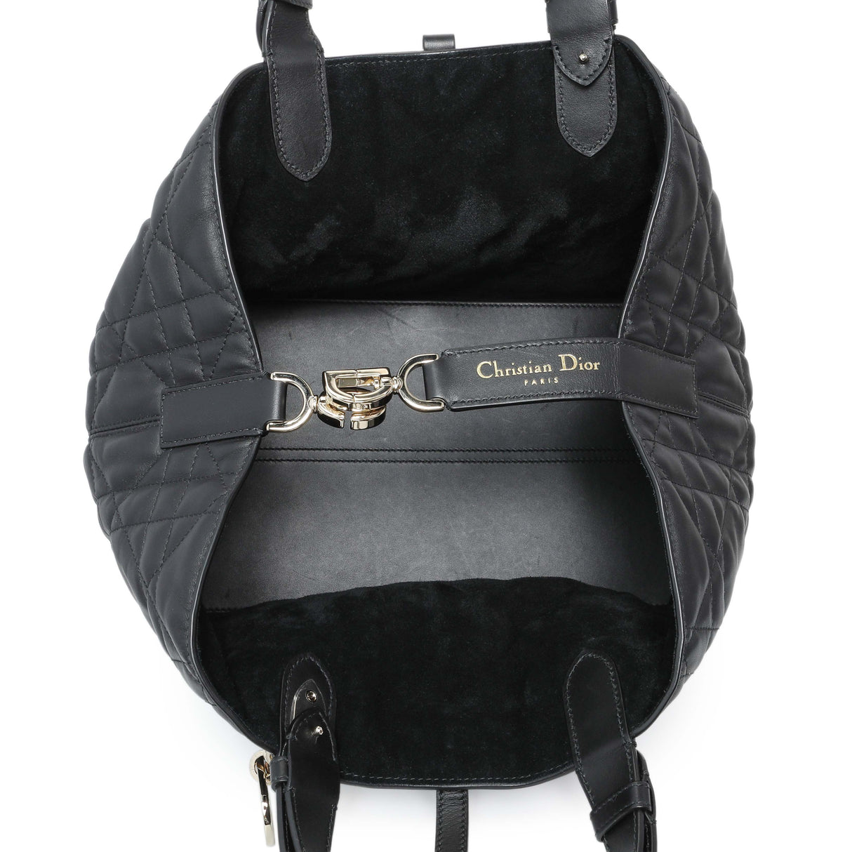 Christian Dior Black Calfskin Macrocannage Medium Toujours