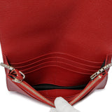 Balenciaga Rouge Groseille Chevre Metallic Edge Wallet on Chain