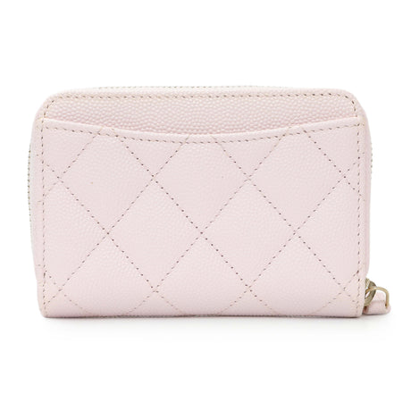 Chanel Light Pink Quilted Caviar Zip Coin Wallet Accessories Chanel