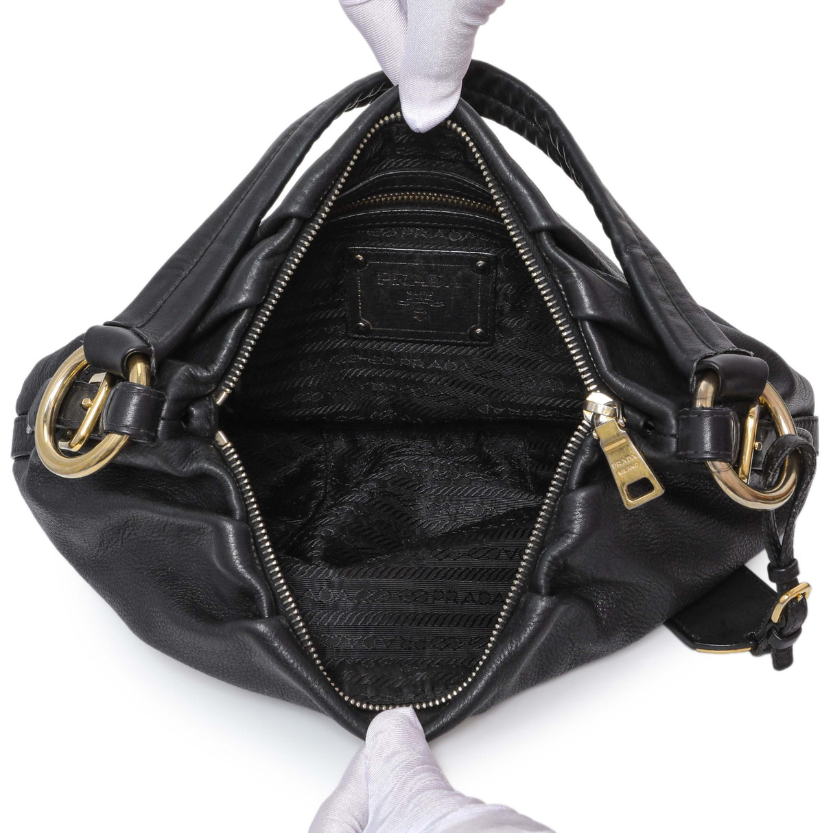 Prada Black Vitello Daino Shoulder Bag Handbags Prada