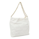 Chanel White Shiny Quilted Calfskin Small Chanel 22 Handbags Chanel