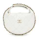 Chanel White Lambskin Quilted Chain Around Pouch Handbags Chanel