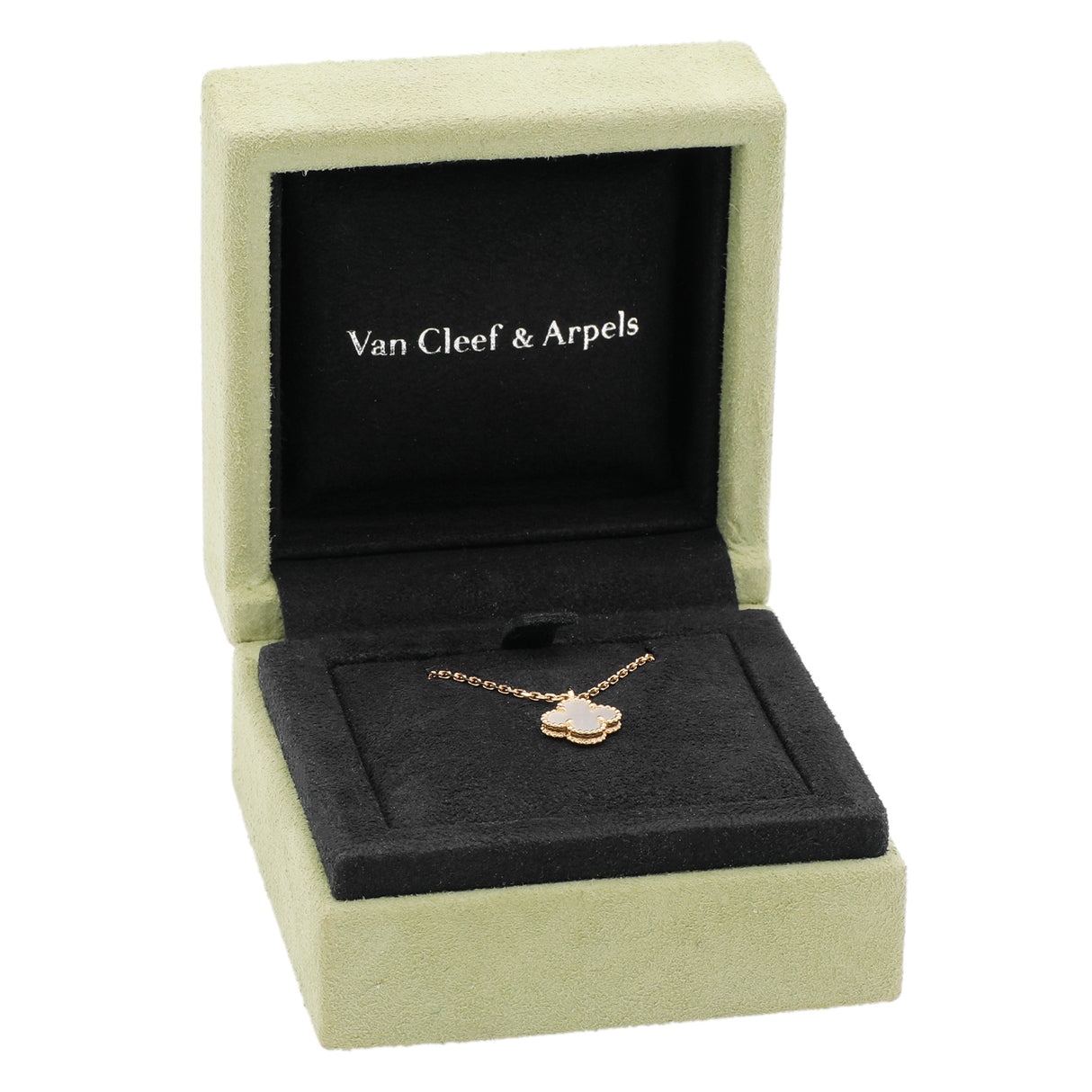 Van Cleef & Arpels 18K Yellow Gold Mother of Pearl Sweet Alhambra Pendant Necklace Designer Jewellery Van Cleef and Arpels