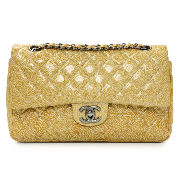 Chanel Beige Crinkled Patent Medium Double Flap – Modaselle