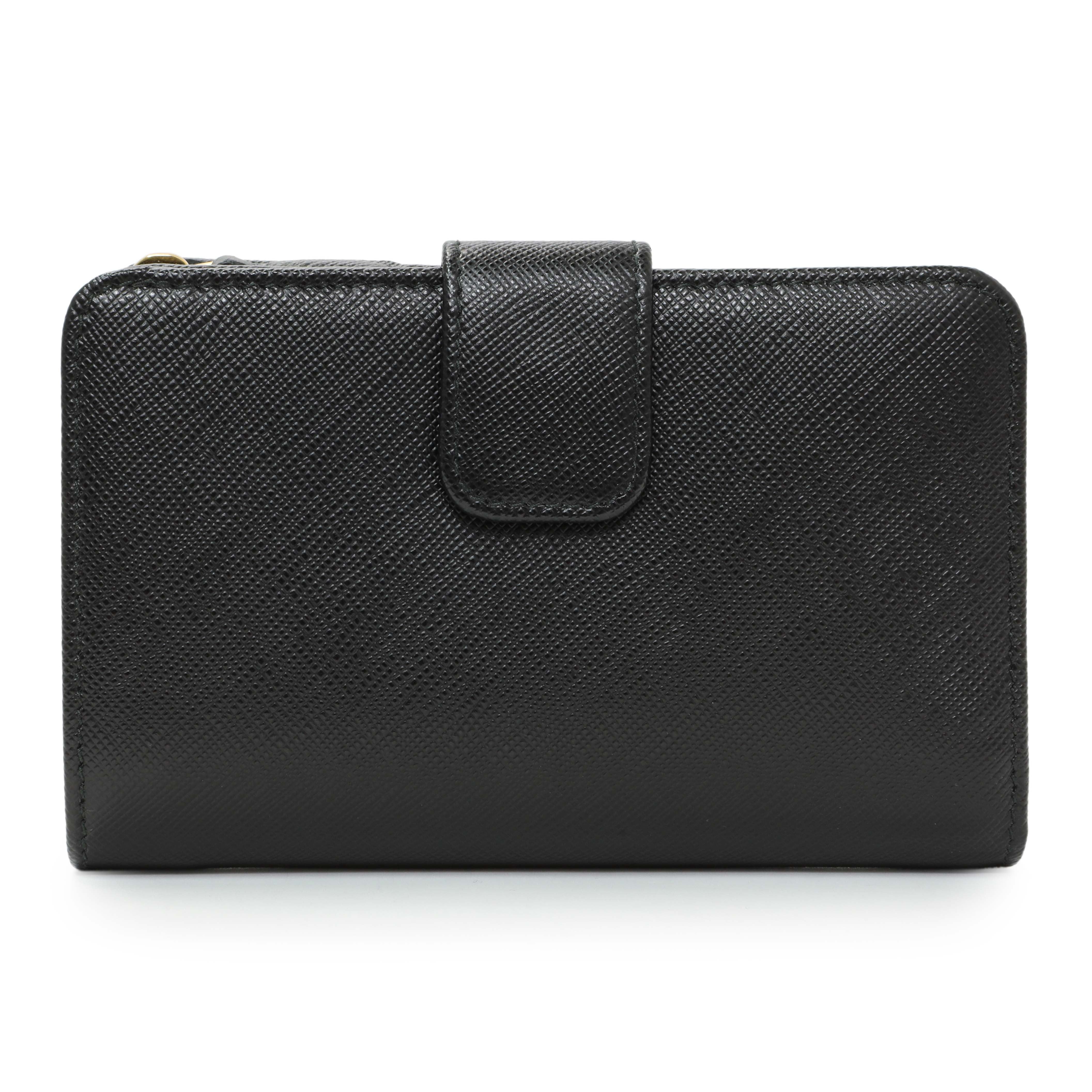Prada Black Saffiano Compact Wallet – Modaselle