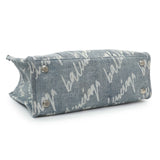 Balenciaga Small Hardware Scribble Printed Denim Tote Bag