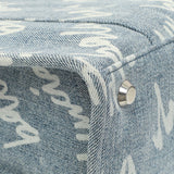 Balenciaga Small Hardware Scribble Printed Denim Tote Bag