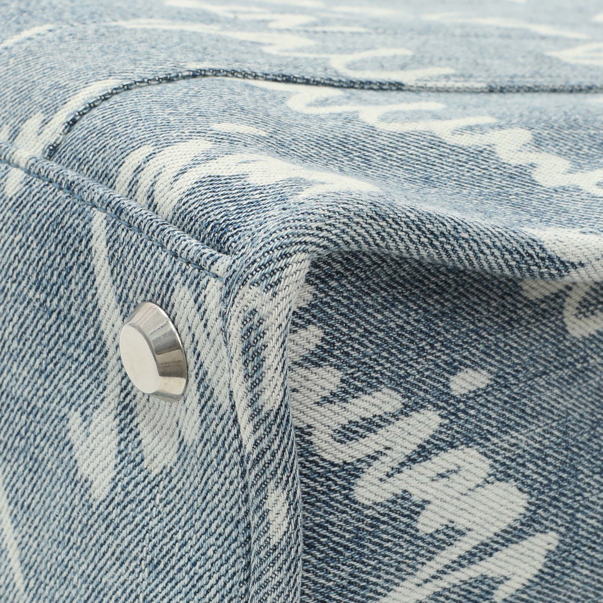 Balenciaga Small Hardware Scribble Printed Denim Tote Bag