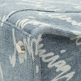 Balenciaga Small Hardware Scribble Printed Denim Tote Bag