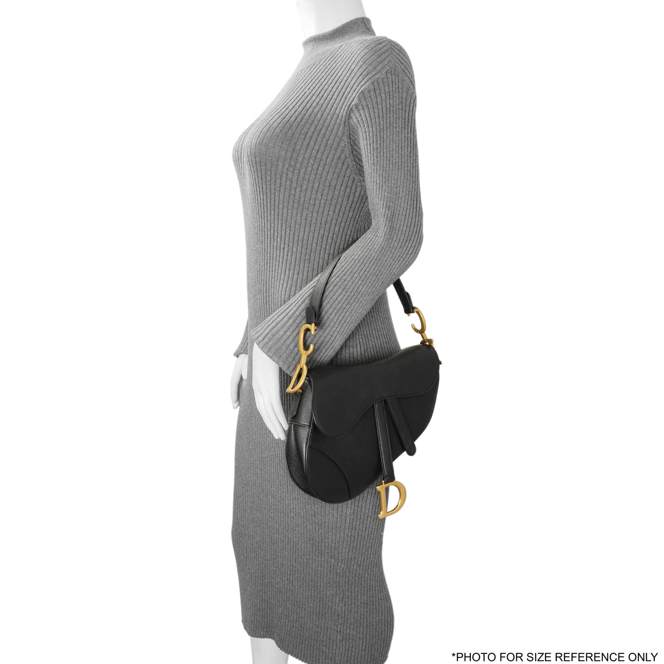 Christian Dior Black Grained Calfskin Saddle Bag – Modaselle