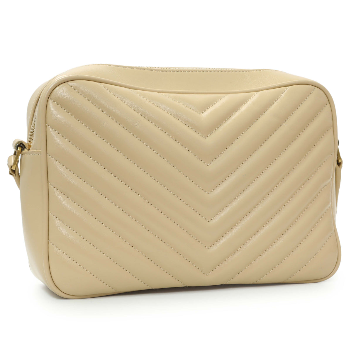 Saint Laurent Dark Beige Calfskin Matelasse Monogram Lou Camera Bag