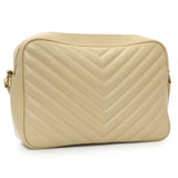 Saint Laurent Dark Beige Calfskin Matelasse Monogram Lou Camera Bag