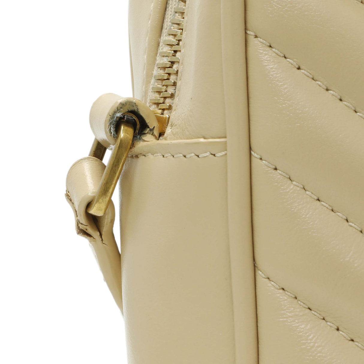 Saint Laurent Dark Beige Calfskin Matelasse Monogram Lou Camera Bag