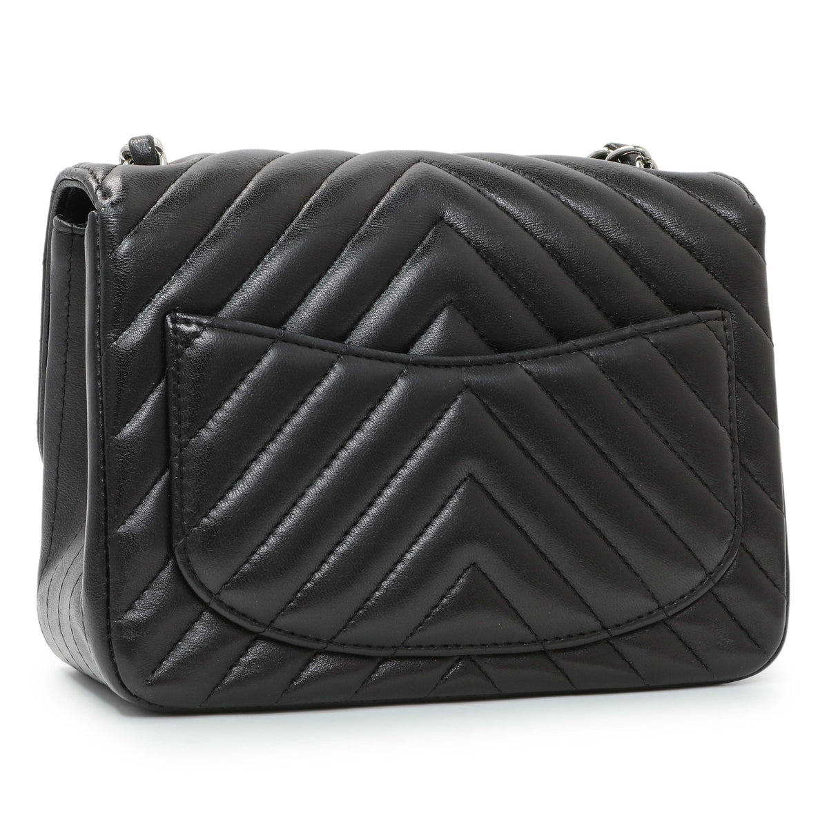 Chanel Black Lambskin Chevron Quilted Mini Square Flap Handbags Chanel
