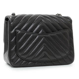 Chanel Black Lambskin Chevron Quilted Mini Square Flap Handbags Chanel