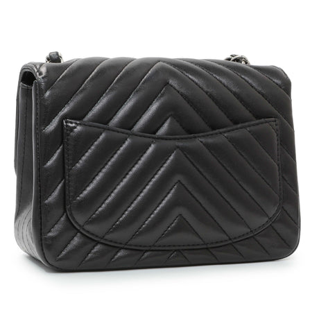 Chanel Black Lambskin Chevron Quilted Mini Square Flap Handbags Chanel