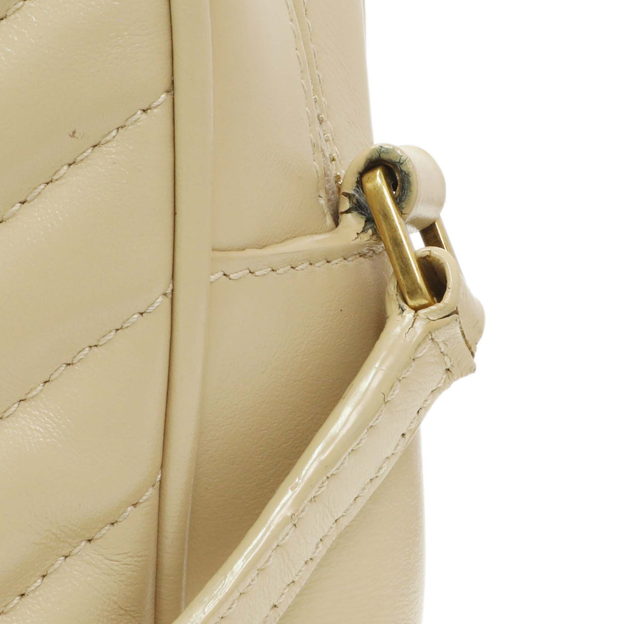 Saint Laurent Dark Beige Calfskin Matelasse Monogram Lou Camera Bag